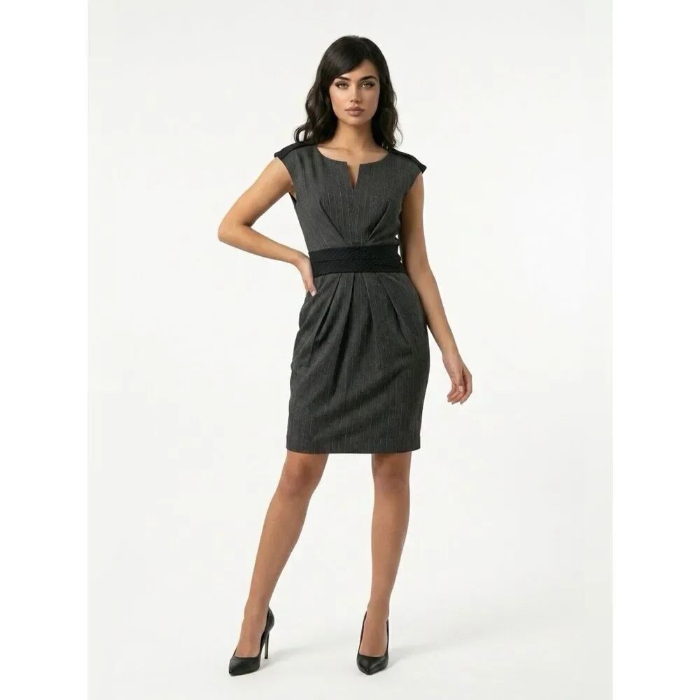 Yoana Baraschi Charcoal Cap Sleeve Midi Dress R4